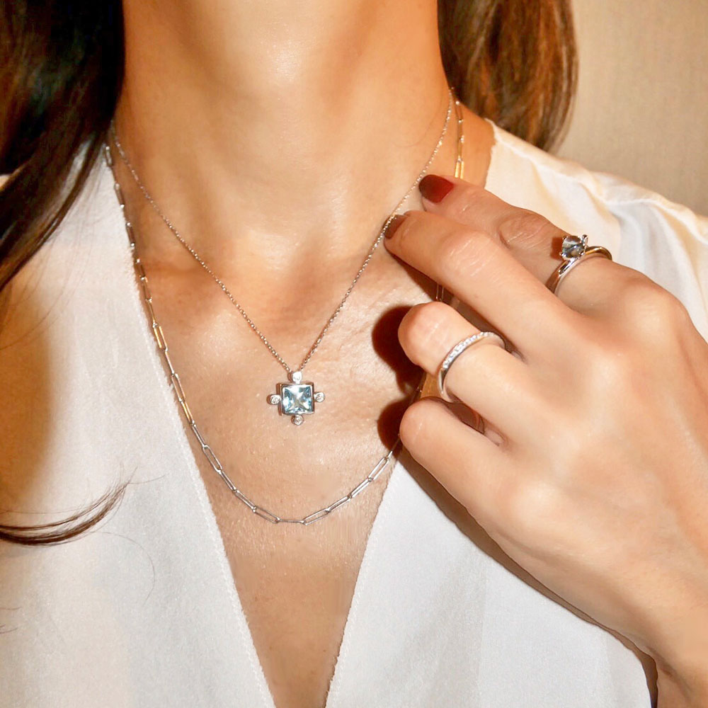 Uyeda Jeweller アクアマリンとダイヤモンドのコーディネート